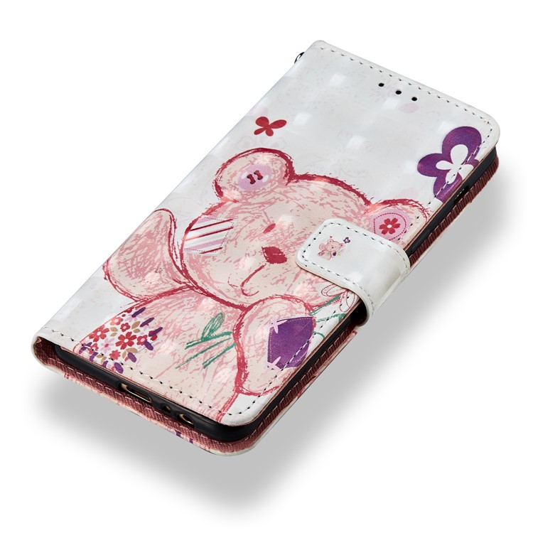 Pattern Printing Light Spot Decor Leather Stand Protective Shell for Samsung Galaxy A8 (2018) - Bear-5