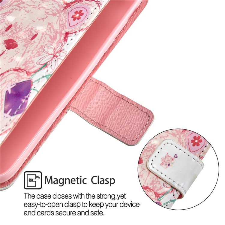 Pattern Printing Light Spot Decor Leather Stand Protective Shell for Samsung Galaxy A8 (2018) - Bear-6