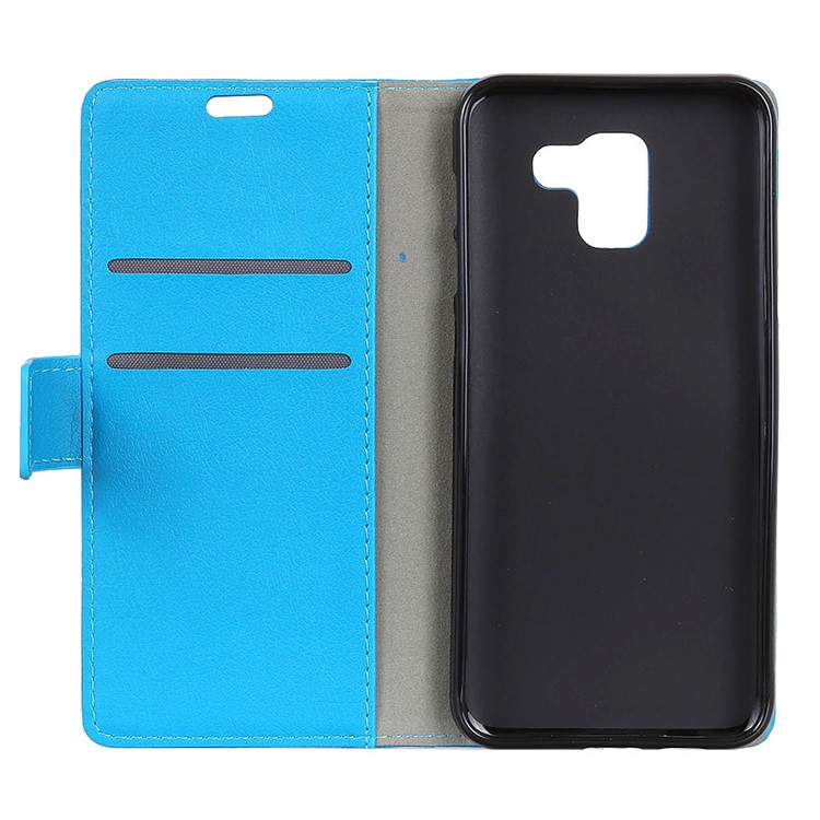 Stand Leather Magnetic Wallet Phone Cover for Samsung Galaxy J6 (2018) - Blue-7