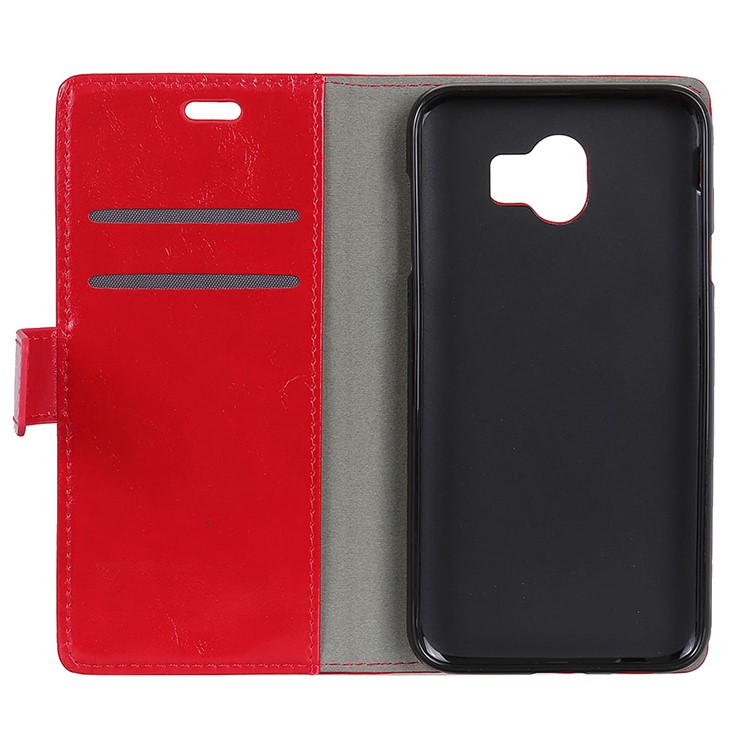 Crazy Horse Wallet Leather Shell with Stand for Samsung Galaxy J6 (2018) - Red-7
