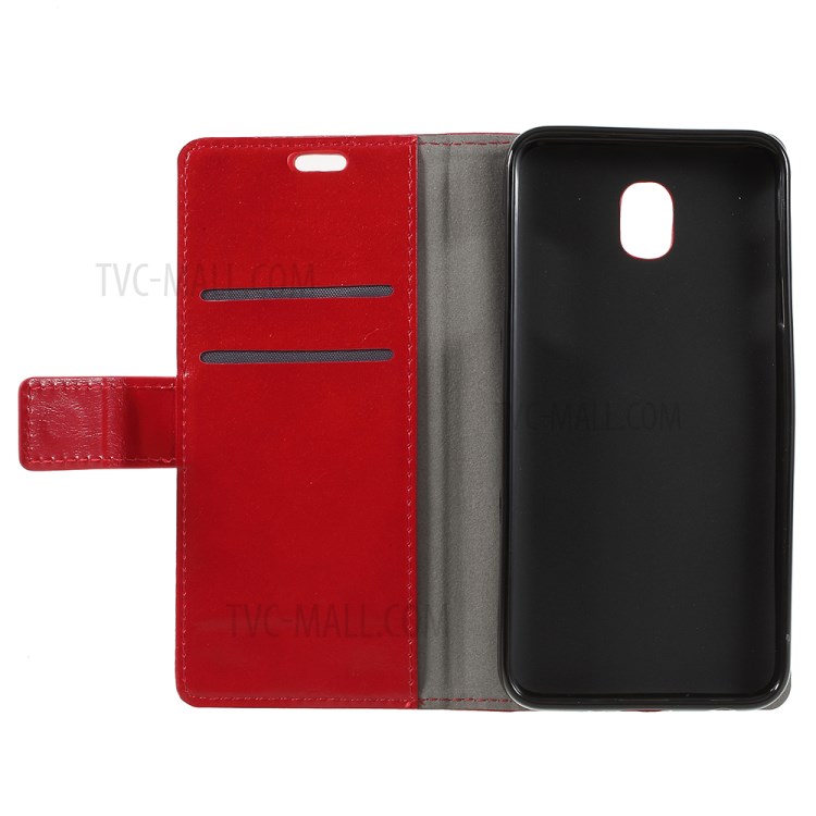 Crazy Horse Wallet Leather Shell with Stand for Samsung Galaxy J6 (2018) - Red-11
