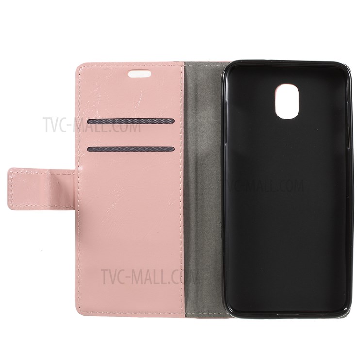 Crazy Horse PU Leather Mobile Casing with Card Holder for Samsung Galaxy J6 (2018) - Pink-11
