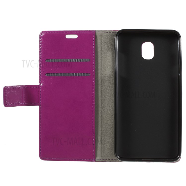 Crazy Horse Wallet Leather Stand Case Cover Shell for Samsung Galaxy J6 (2018) - Purple-11
