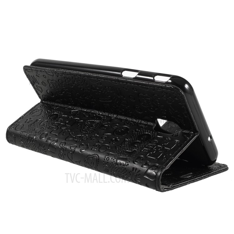 Cartoon Graffiti PU Leather Wallet Case for Samsung Galaxy J6 (2018) - Black-12