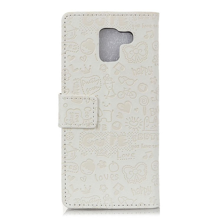 Cartoon Graffiti PU Leather Stand Cover for Samsung Galaxy J6 (2018) - White-5