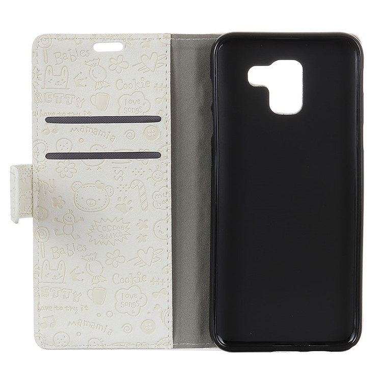 Cartoon Graffiti PU Leather Stand Cover for Samsung Galaxy J6 (2018) - White-7