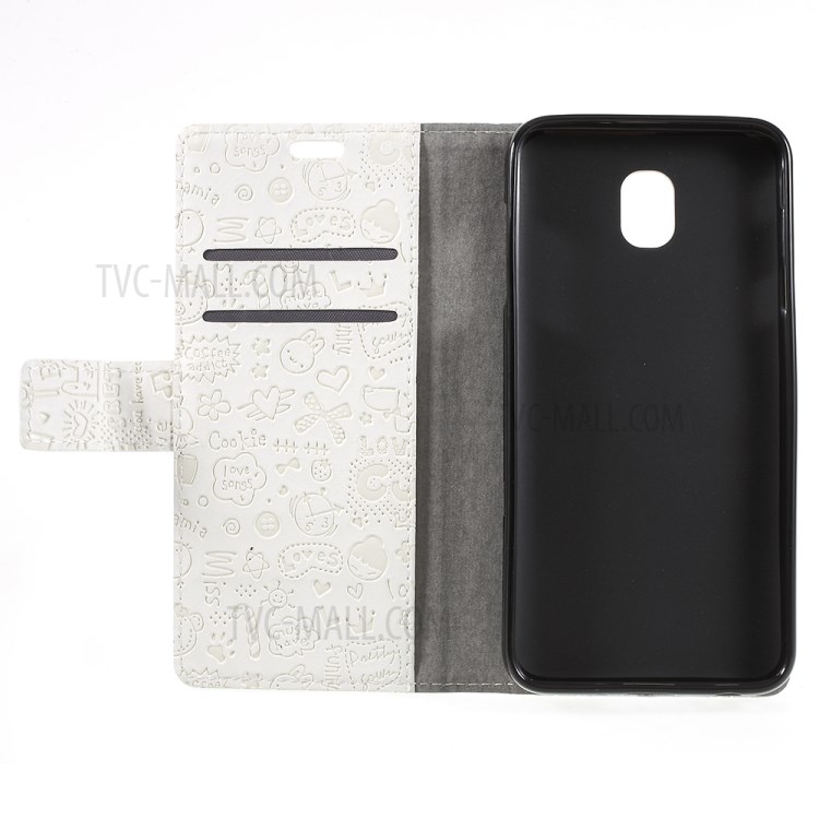 Cartoon Graffiti PU Leather Stand Cover for Samsung Galaxy J6 (2018) - White-11
