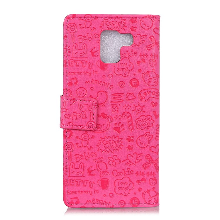 Cartoon Graffiti Stand Wallet Leather Protection Phone Case for Samsung Galaxy J6 (2018) - Rose-3