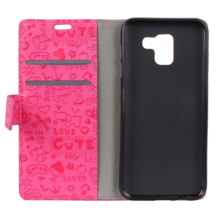 Cartoon Graffiti Stand Wallet Leather Protection Phone Case for Samsung Galaxy J6 (2018) - Rose-5