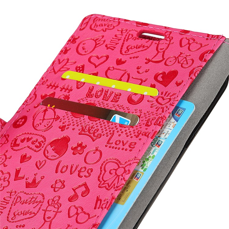 Cartoon Graffiti Stand Wallet Leather Protection Phone Case for Samsung Galaxy J6 (2018) - Rose-9