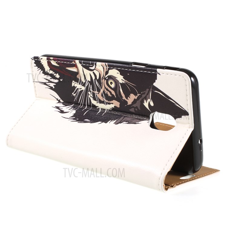 Patterned Printing Magnetic Wallet Leather Stand Shell for Samsung Galaxy J6 (2018) - Tiger Pattern-9