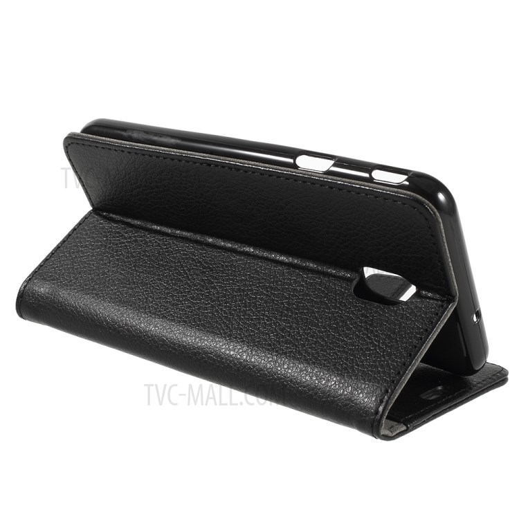 Litchi Skin Leather Wallet Case for Samsung Galaxy J6 (2018) - Black-13