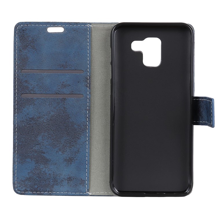 Retro Style PU Leather Stand Wallet Shell for Samsung Galaxy J6 (2018) - Blue-11