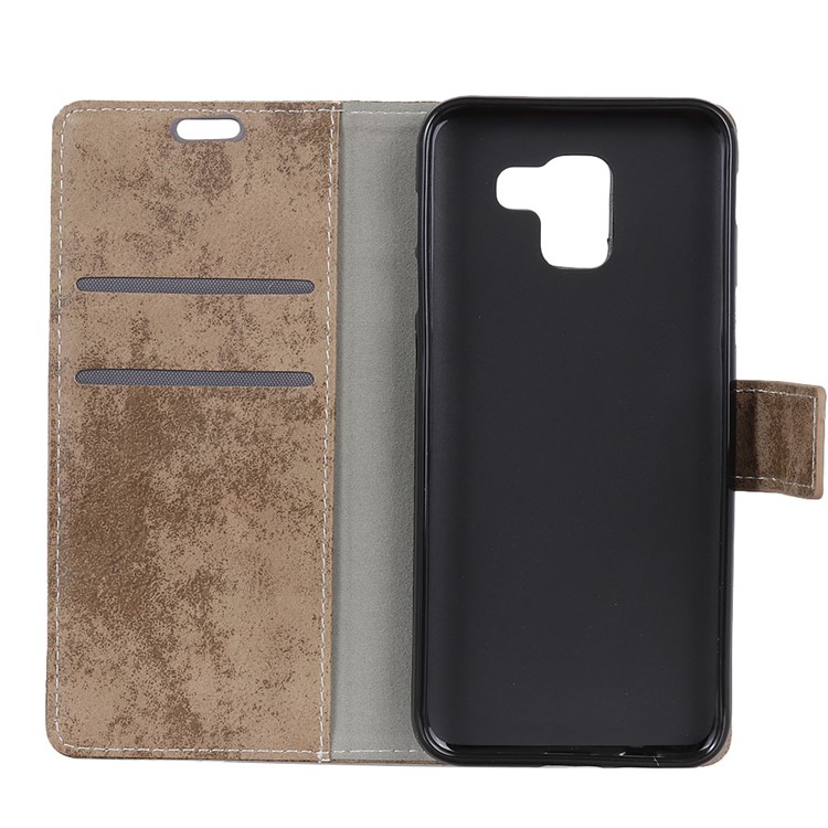 Vintage Style Card Holder Leather Mobile Phone Shell for Samsung Galaxy J6 (2018) - Khaki-11