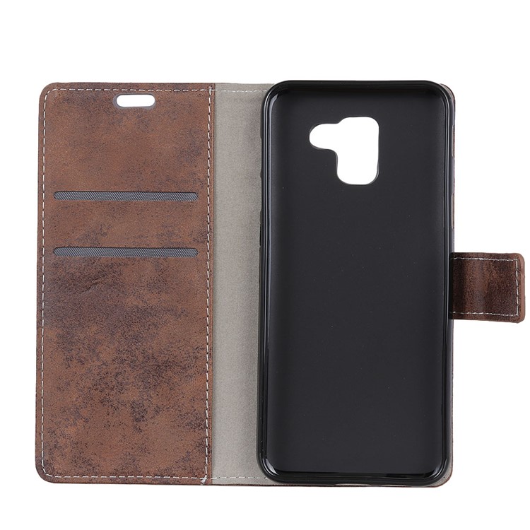 Retro Style PU Leather Phone Casing with Card Slots for Samsung Galaxy J6 (2018) - Brown-11