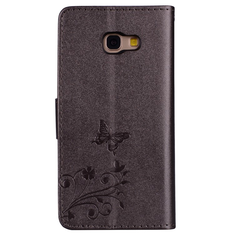 Imprinted Butterfly Flower Pattern Rhinestone Decoration Wallet Leather Case with Mirror for Samsung Galaxy A5 (2017) SM-A520 - Black-5