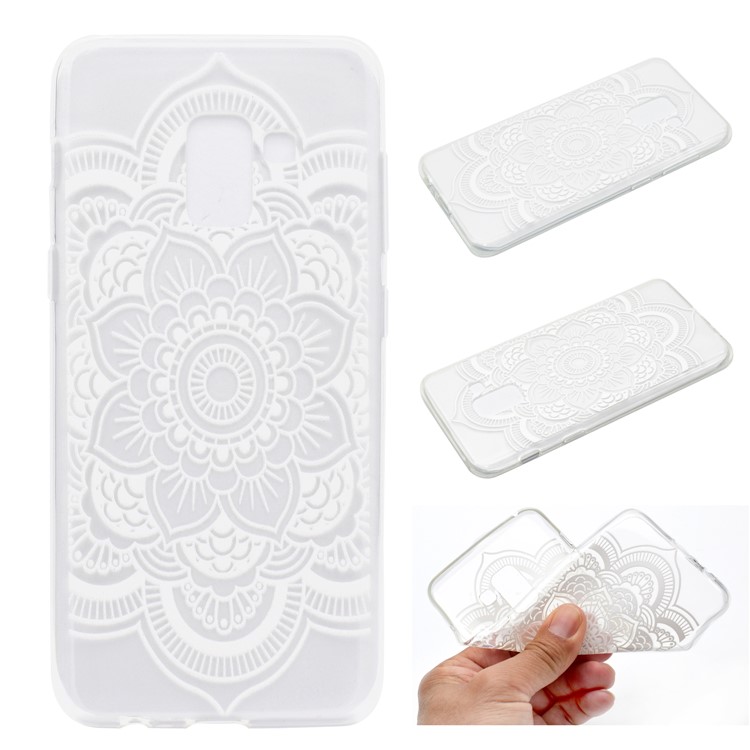 

Pattern Printing TPU Mobile Phone Accessory Cover for Samsung Galaxy A8 (2018) - White Lotus