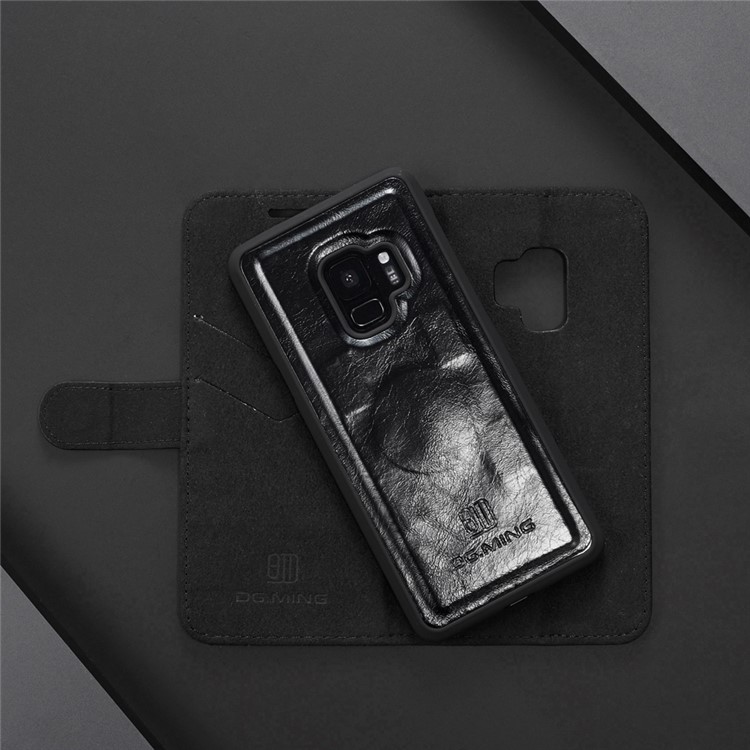 DG.MING Detachable 2-in-1 Genuine Leather Case for Samsung Galaxy S9 SM-G960 - Black-12