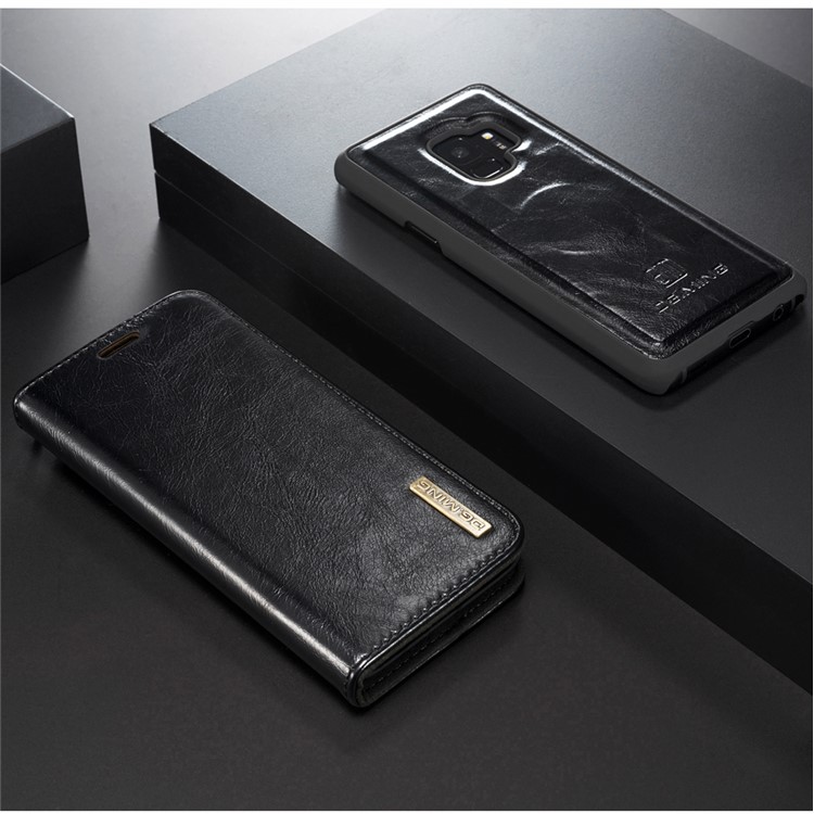 DG.MING Detachable 2-in-1 Genuine Leather Case for Samsung Galaxy S9 SM-G960 - Black-3