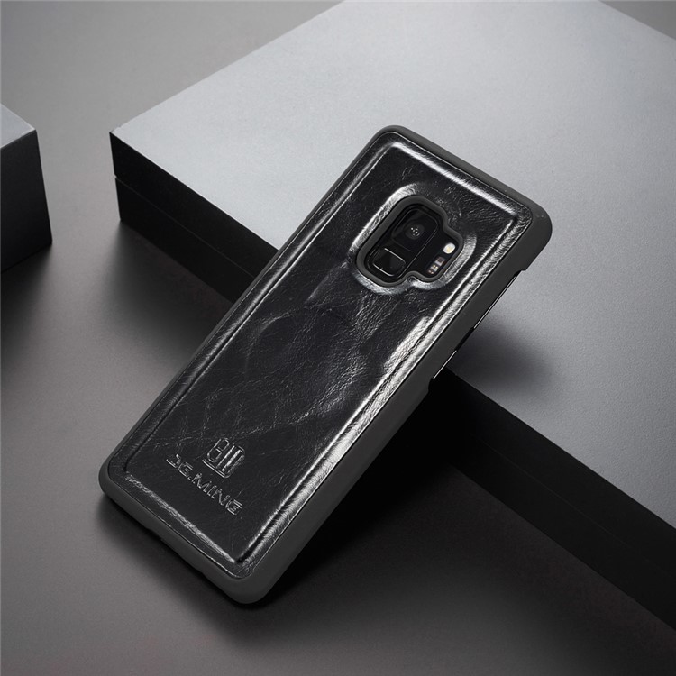 DG.MING Detachable 2-in-1 Genuine Leather Case for Samsung Galaxy S9 SM-G960 - Black-4