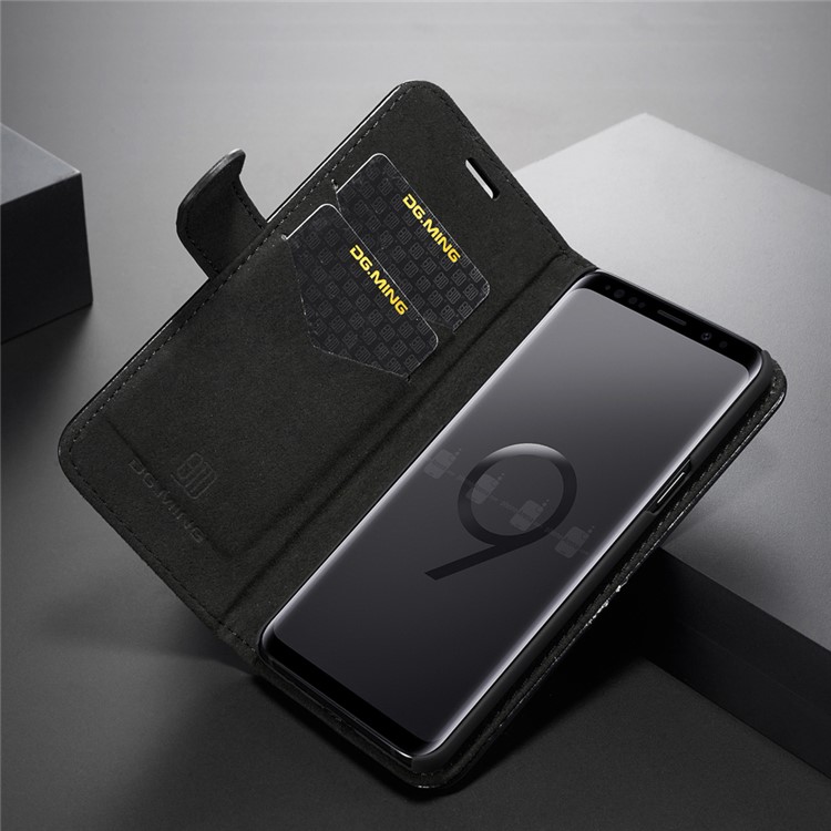 DG.MING Detachable 2-in-1 Genuine Leather Case for Samsung Galaxy S9 SM-G960 - Black-5