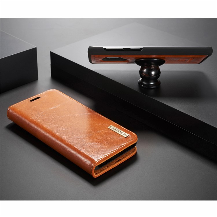 DG.MING Detachable 2-in-1 Genuine Leather Mobile Shell for Samsung Galaxy S9 SM-G960 - Brown-10