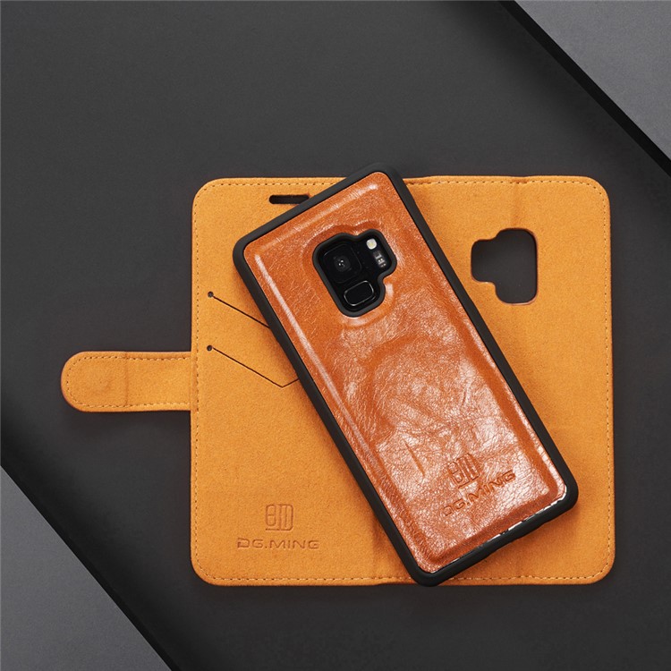 DG.MING Detachable 2-in-1 Genuine Leather Mobile Shell for Samsung Galaxy S9 SM-G960 - Brown-12