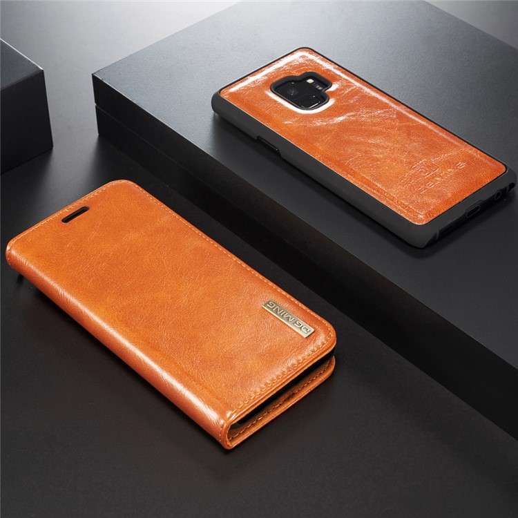 DG.MING Detachable 2-in-1 Genuine Leather Mobile Shell for Samsung Galaxy S9 SM-G960 - Brown-3