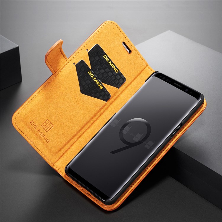 DG.MING Detachable 2-in-1 Genuine Leather Mobile Shell for Samsung Galaxy S9 SM-G960 - Brown-5