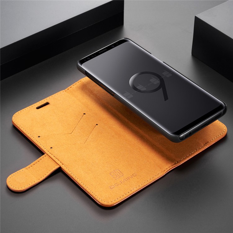 DG.MING Detachable 2-in-1 Genuine Leather Mobile Shell for Samsung Galaxy S9 SM-G960 - Brown-7
