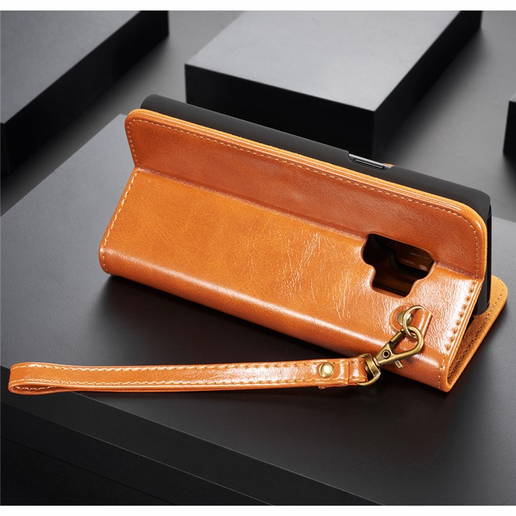 DG.MING Detachable 2-in-1 Genuine Leather Mobile Shell for Samsung Galaxy S9 SM-G960 - Brown-9