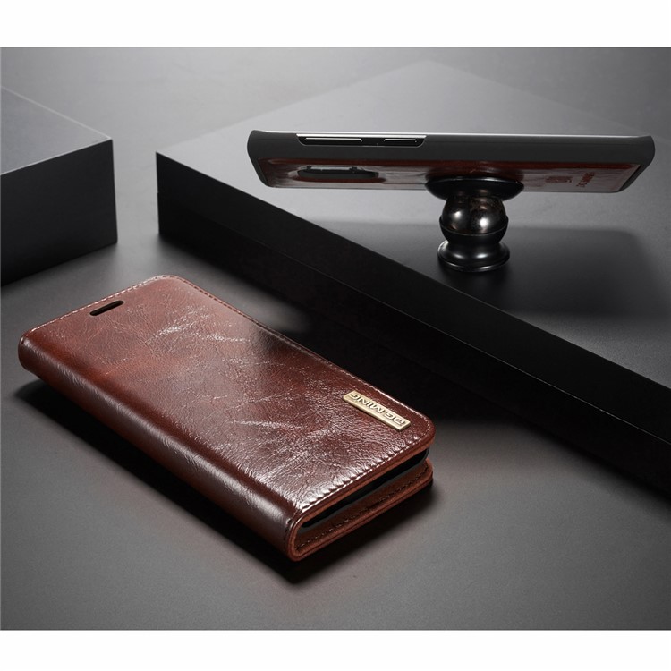 DG.MING Detachable 2-in-1 Genuine Leather Phone Casing with Stand for Samsung Galaxy S9 SM-G960 - Coffee-10