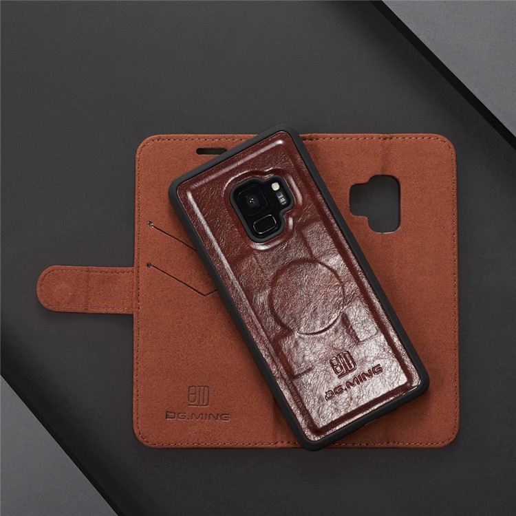DG.MING Detachable 2-in-1 Genuine Leather Phone Casing with Stand for Samsung Galaxy S9 SM-G960 - Coffee-12