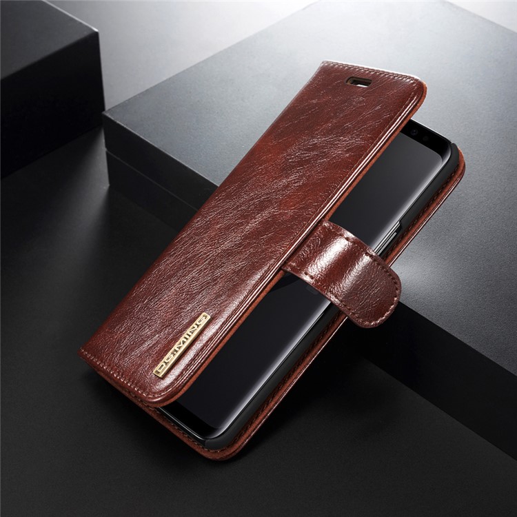 DG.MING Detachable 2-in-1 Genuine Leather Phone Casing with Stand for Samsung Galaxy S9 SM-G960 - Coffee-2