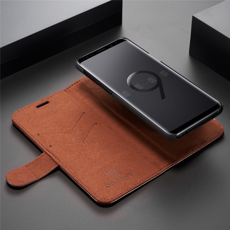 DG.MING Detachable 2-in-1 Genuine Leather Phone Casing with Stand for Samsung Galaxy S9 SM-G960 - Coffee-7