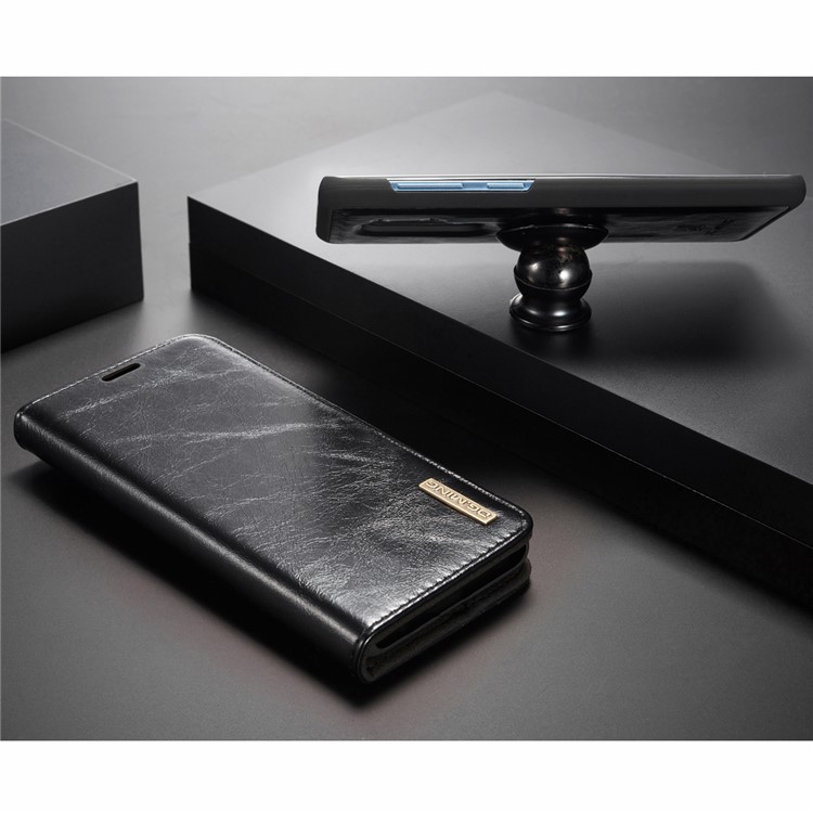DG.MING Detachable 2-in-1 Genuine Leather Case with Card Slots for Samsung Galaxy S9 Plus SM-G965 - Black-10