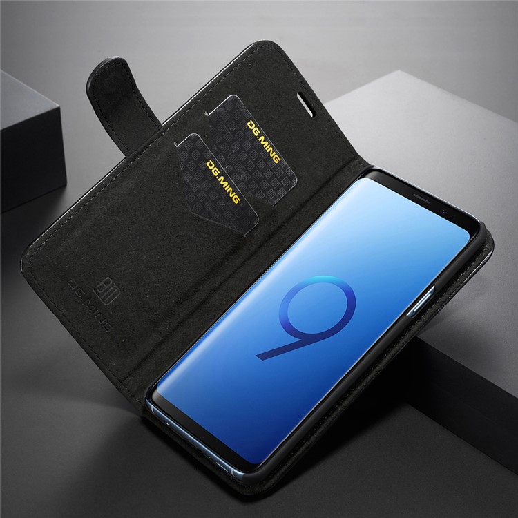 DG.MING Detachable 2-in-1 Genuine Leather Case with Card Slots for Samsung Galaxy S9 Plus SM-G965 - Black-5