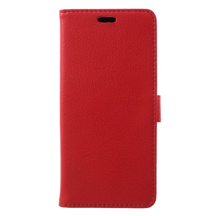 Litchi Skin Leather Wallet Case for Samsung Galaxy A6 (2018) - Red-3