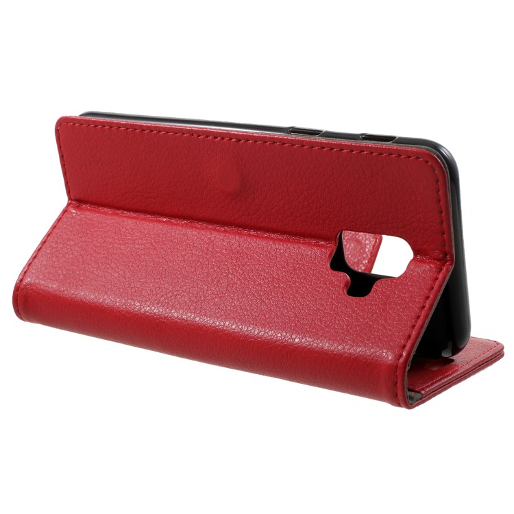 Litchi Skin Leather Wallet Case for Samsung Galaxy A6 (2018) - Red-4