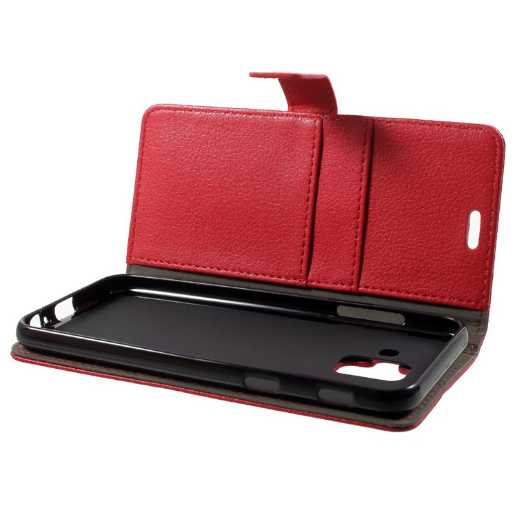 Litchi Skin Leather Wallet Case for Samsung Galaxy A6 (2018) - Red-5