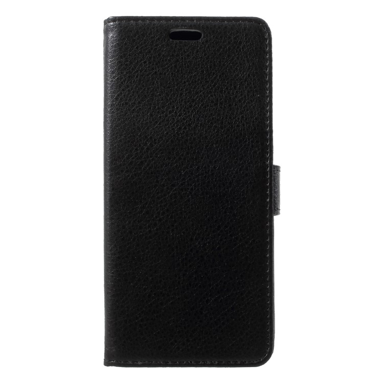 Litchi Skin Leather Wallet Cover for Samsung Galaxy A6 (2018) - Black-1