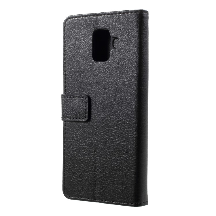 Litchi Skin Leather Wallet Cover for Samsung Galaxy A6 (2018) - Black-2