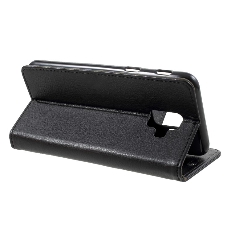 Litchi Skin Leather Wallet Cover for Samsung Galaxy A6 (2018) - Black-4