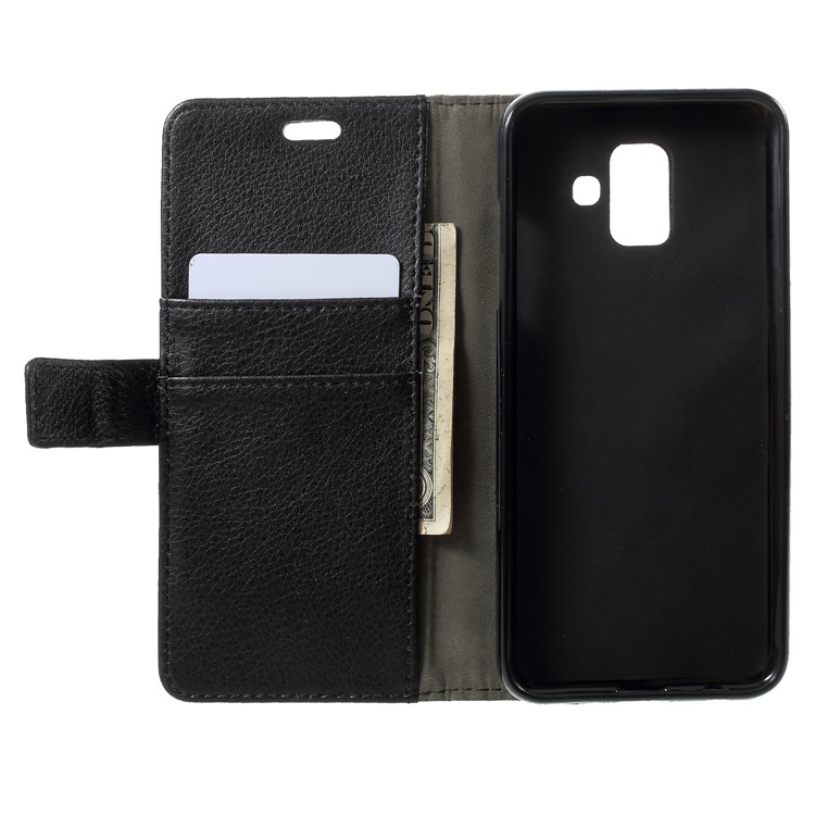 Litchi Skin Leather Wallet Cover for Samsung Galaxy A6 (2018) - Black-5