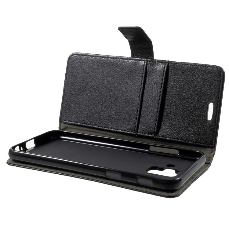 Litchi Skin Leather Wallet Cover for Samsung Galaxy A6 (2018) - Black-6