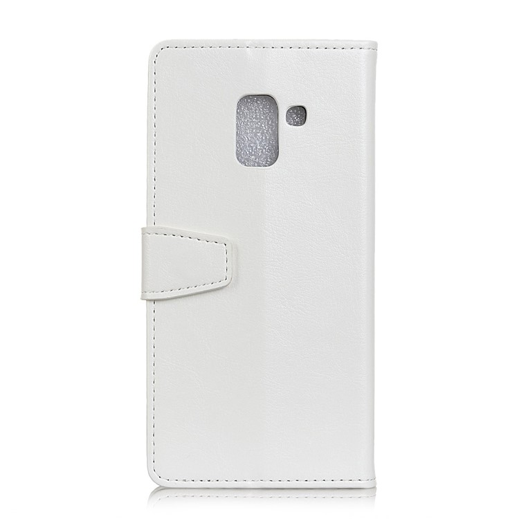 Crazy Horse Grain Leather Stand Wallet Mobile Phone Casing for Samsung Galaxy A6 (2018) - White-3