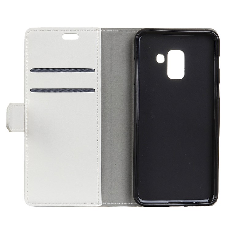 Crazy Horse Grain Leather Stand Wallet Mobile Phone Casing for Samsung Galaxy A6 (2018) - White-4