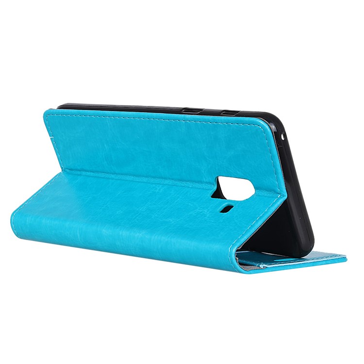 Per Samsung Galaxy A6 (2018) Cassa Del Telefono Del Basamento Del Basamento Del Cuoio Del Raccoglitore Di Struttura Pazzesca Del Cavallo - Blu-4