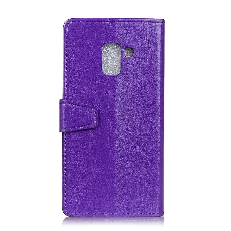Crazy Horse Texture Leather Wallet Stand Folio Cover Shell with Card Holders - Purple-3