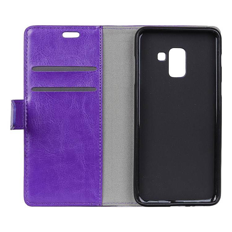 Crazy Horse Texture Leather Wallet Stand Folio Cover Shell with Card Holders - Purple-4